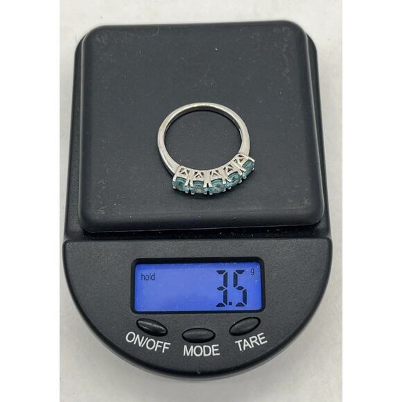 Vintage .925 Sterling Silver Light Blue Topaz Cocktail Ring Size 8.75 - Picture 7 of 7